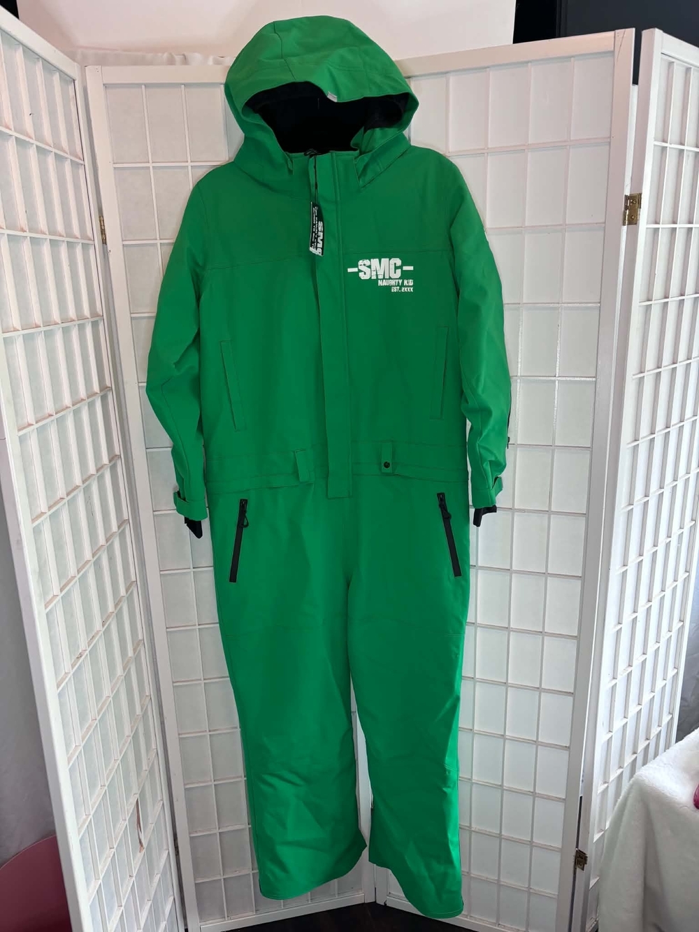 Green Men's Ski One-Piece Snow Suit with Hood SMN Brand
